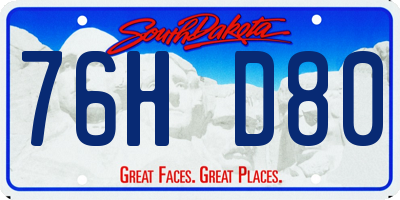 SD license plate 76HD80