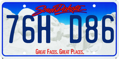 SD license plate 76HD86