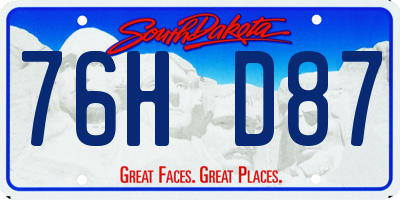 SD license plate 76HD87
