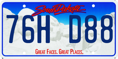 SD license plate 76HD88