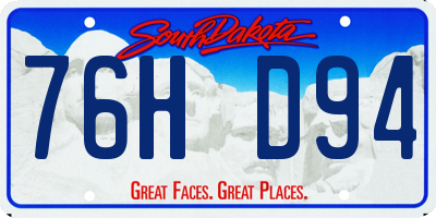 SD license plate 76HD94