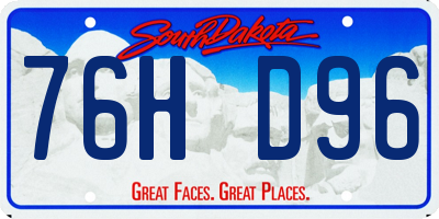 SD license plate 76HD96