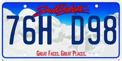 SD license plate 76HD98