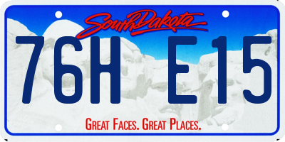 SD license plate 76HE15