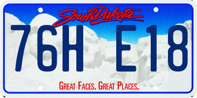 SD license plate 76HE18