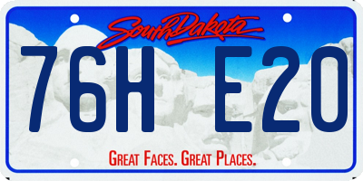 SD license plate 76HE20