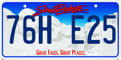 SD license plate 76HE25