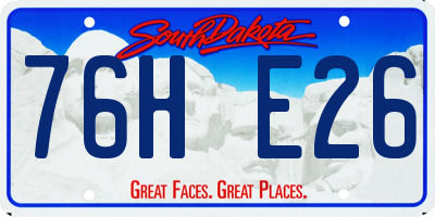 SD license plate 76HE26