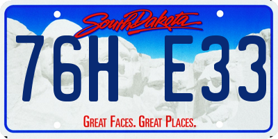 SD license plate 76HE33