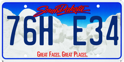 SD license plate 76HE34