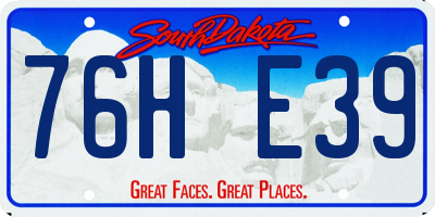 SD license plate 76HE39