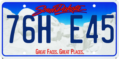 SD license plate 76HE45