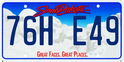 SD license plate 76HE49