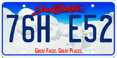 SD license plate 76HE52
