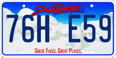 SD license plate 76HE59