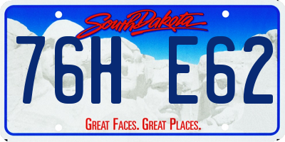 SD license plate 76HE62