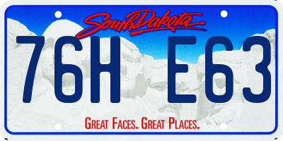 SD license plate 76HE63