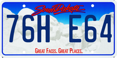 SD license plate 76HE64