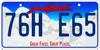 SD license plate 76HE65