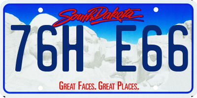 SD license plate 76HE66
