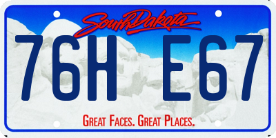 SD license plate 76HE67
