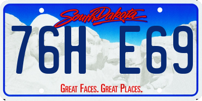 SD license plate 76HE69