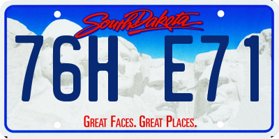SD license plate 76HE71