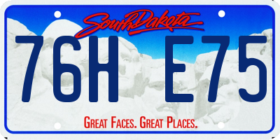 SD license plate 76HE75