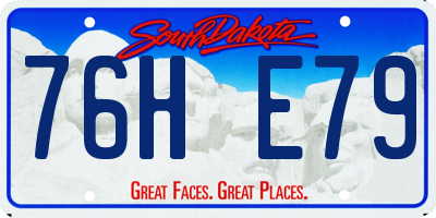 SD license plate 76HE79