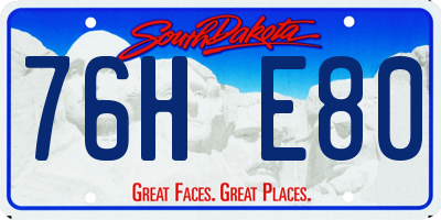 SD license plate 76HE80
