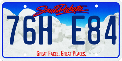 SD license plate 76HE84