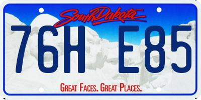 SD license plate 76HE85