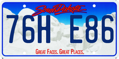 SD license plate 76HE86