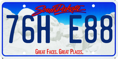 SD license plate 76HE88