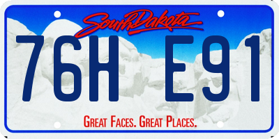SD license plate 76HE91