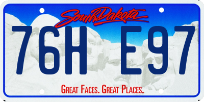 SD license plate 76HE97