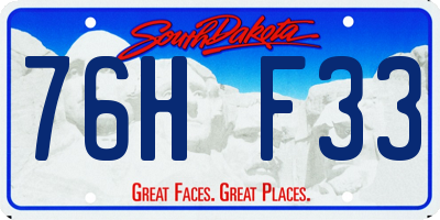 SD license plate 76HF33
