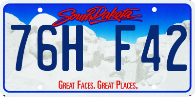 SD license plate 76HF42