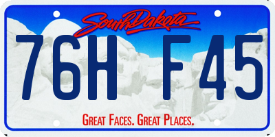 SD license plate 76HF45