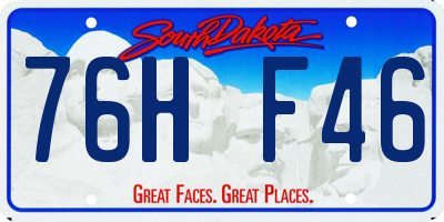 SD license plate 76HF46