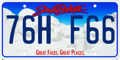 SD license plate 76HF66
