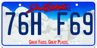 SD license plate 76HF69