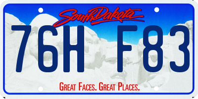 SD license plate 76HF83
