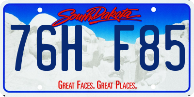 SD license plate 76HF85
