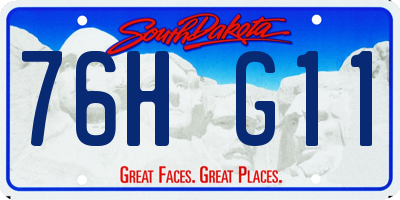 SD license plate 76HG11