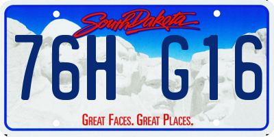 SD license plate 76HG16