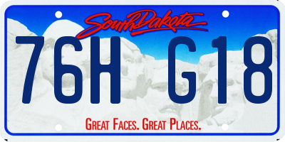 SD license plate 76HG18