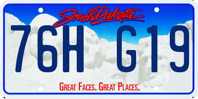 SD license plate 76HG19