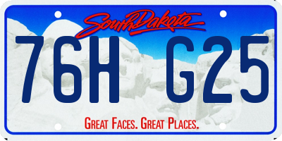 SD license plate 76HG25