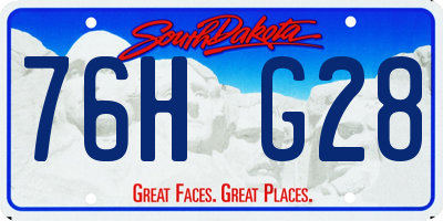 SD license plate 76HG28